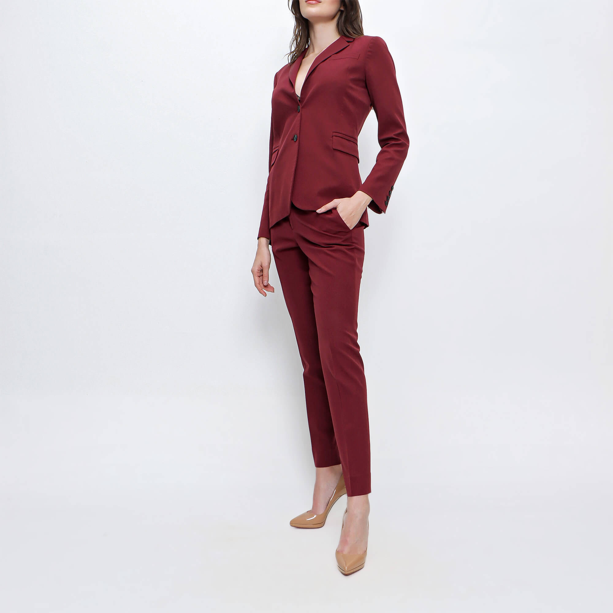 Gucci - Burgundy Wool and Silk Blend Flannel Blazer and 2 Pants 